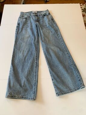 RSQ Women’s Size 26 Light Blue Acid Wash Low Rise Wide Leg Jeans